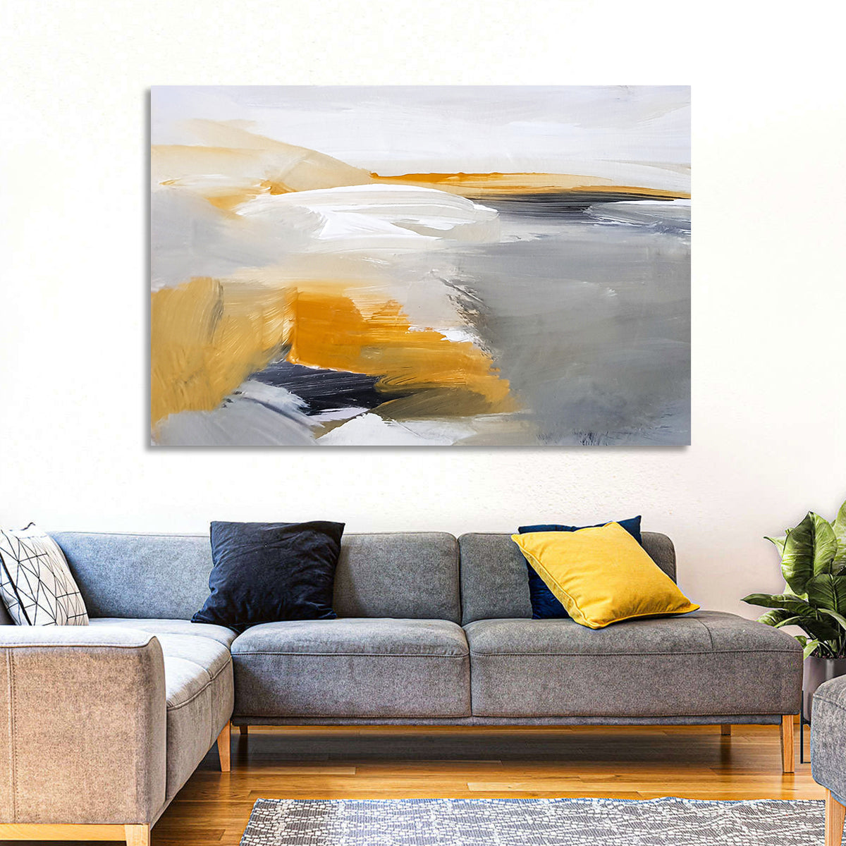 White Coastal Abstract Landscape Wall Art