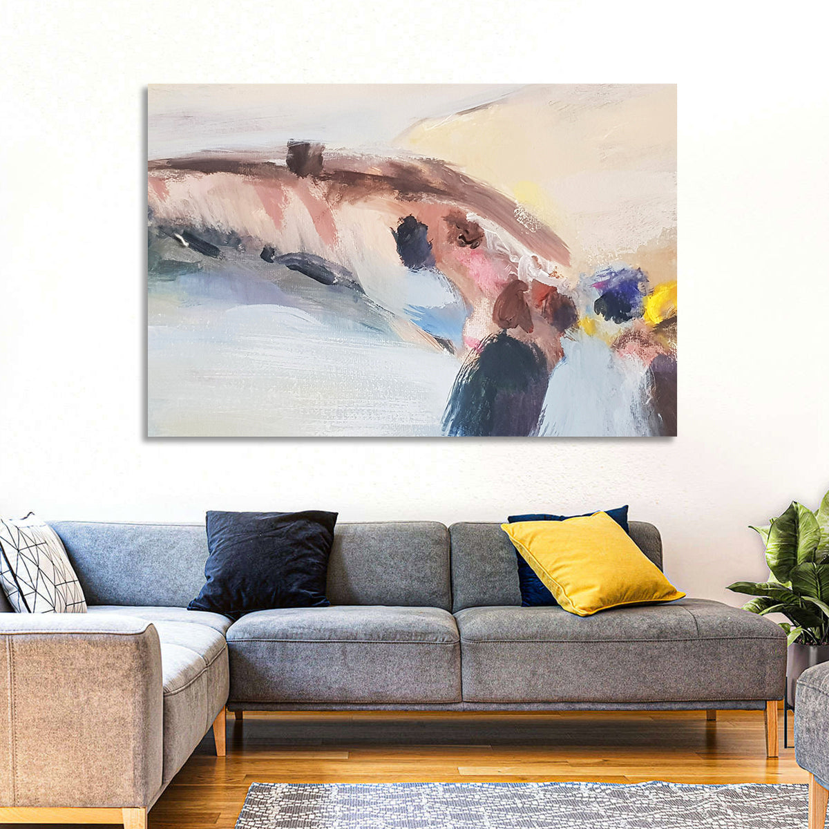 Abstract Mountain Waterfall Wall Art in a room, landscape