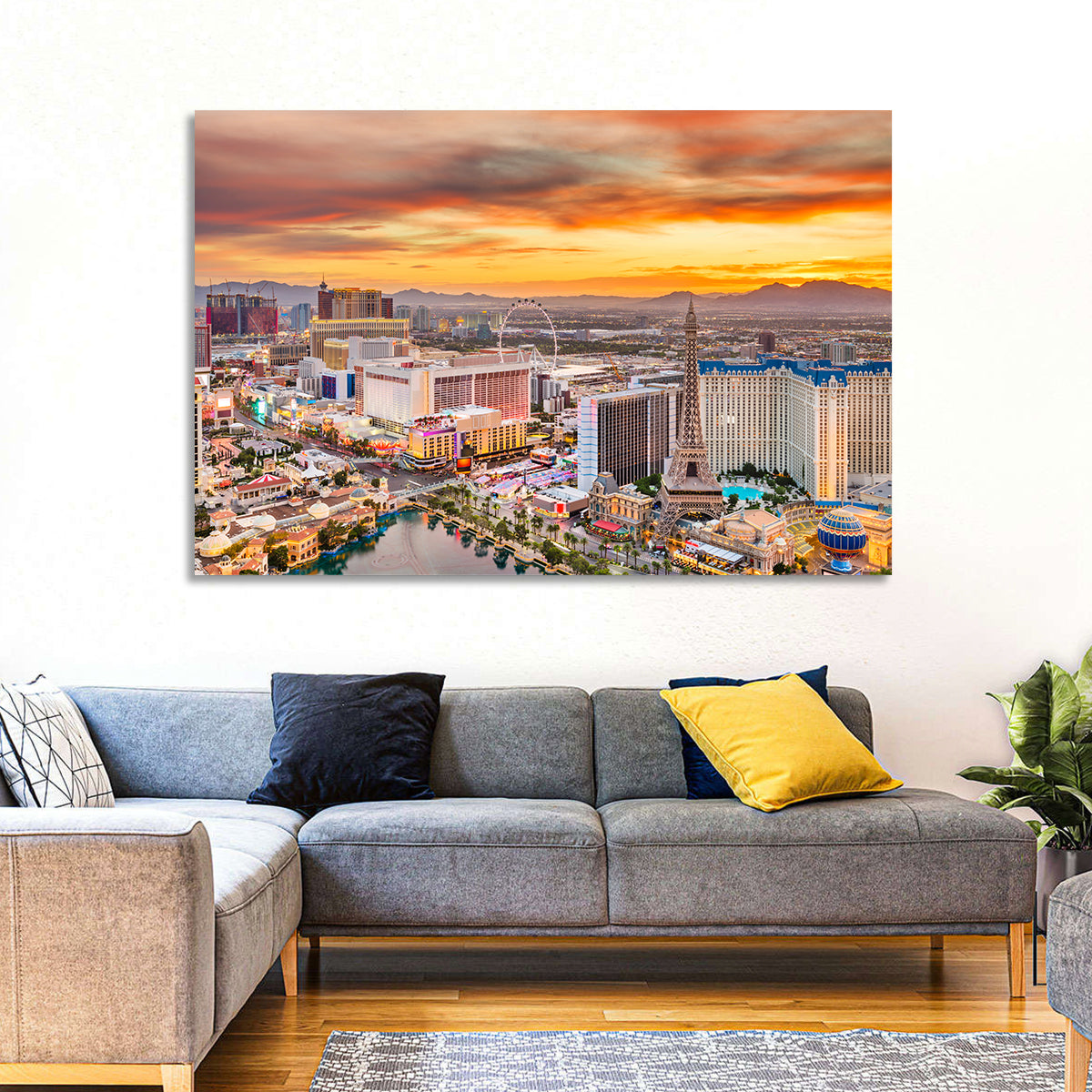 Las Vegas Strip Sunset Cityscape Wall Art
