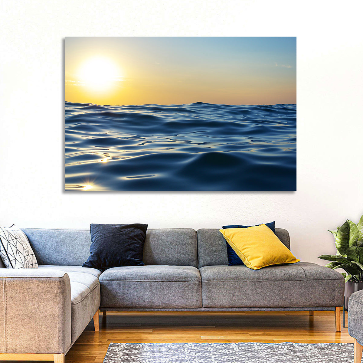 Sunset Over Calm Waves Wall Art