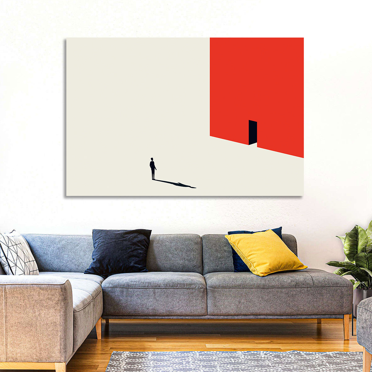 Solitary Figure with Red Door Wall Art