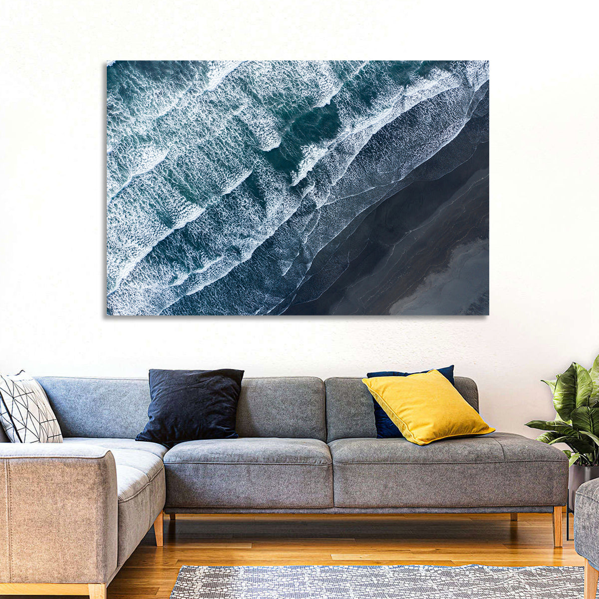 Volcanic Surf on Black Sand Wall Art