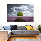 Lavender Field Crossroads with Lone Tree Wall Art