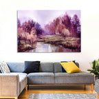 Lavender Autumn Forest Watercolor Wall Art