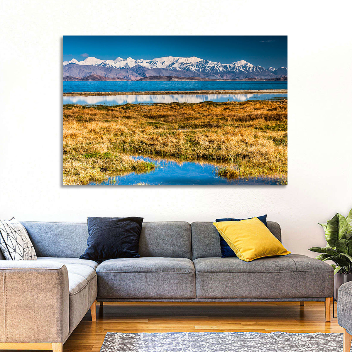 Karakul Lake Reflections Wall Art in a room, landscape