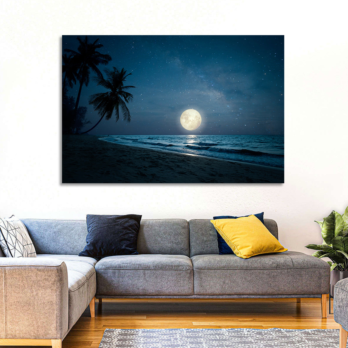 Palm Beach Moonset Wall Art in a room, landscape