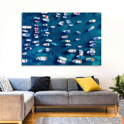 Aerial Boats Over Turquoise Sea Wall Art