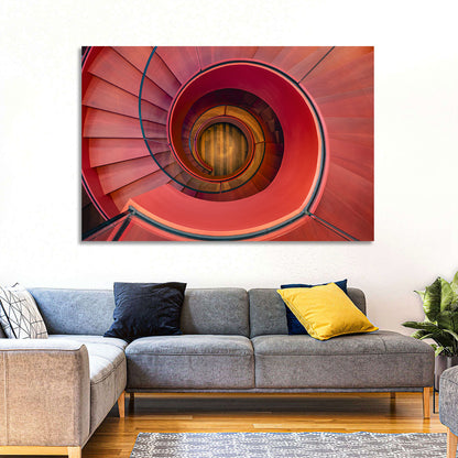 Red Spiral Staircase Wall Art