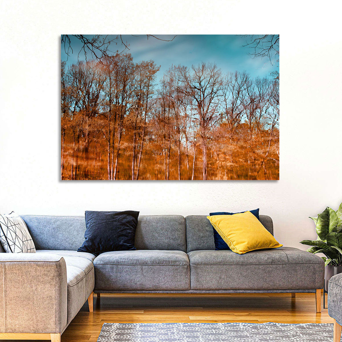 Autumn Reflection Wall Art in a room, landscape