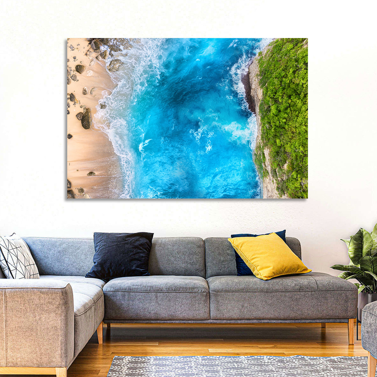 Aerial Turquoise Beach Cliffs Wall Art