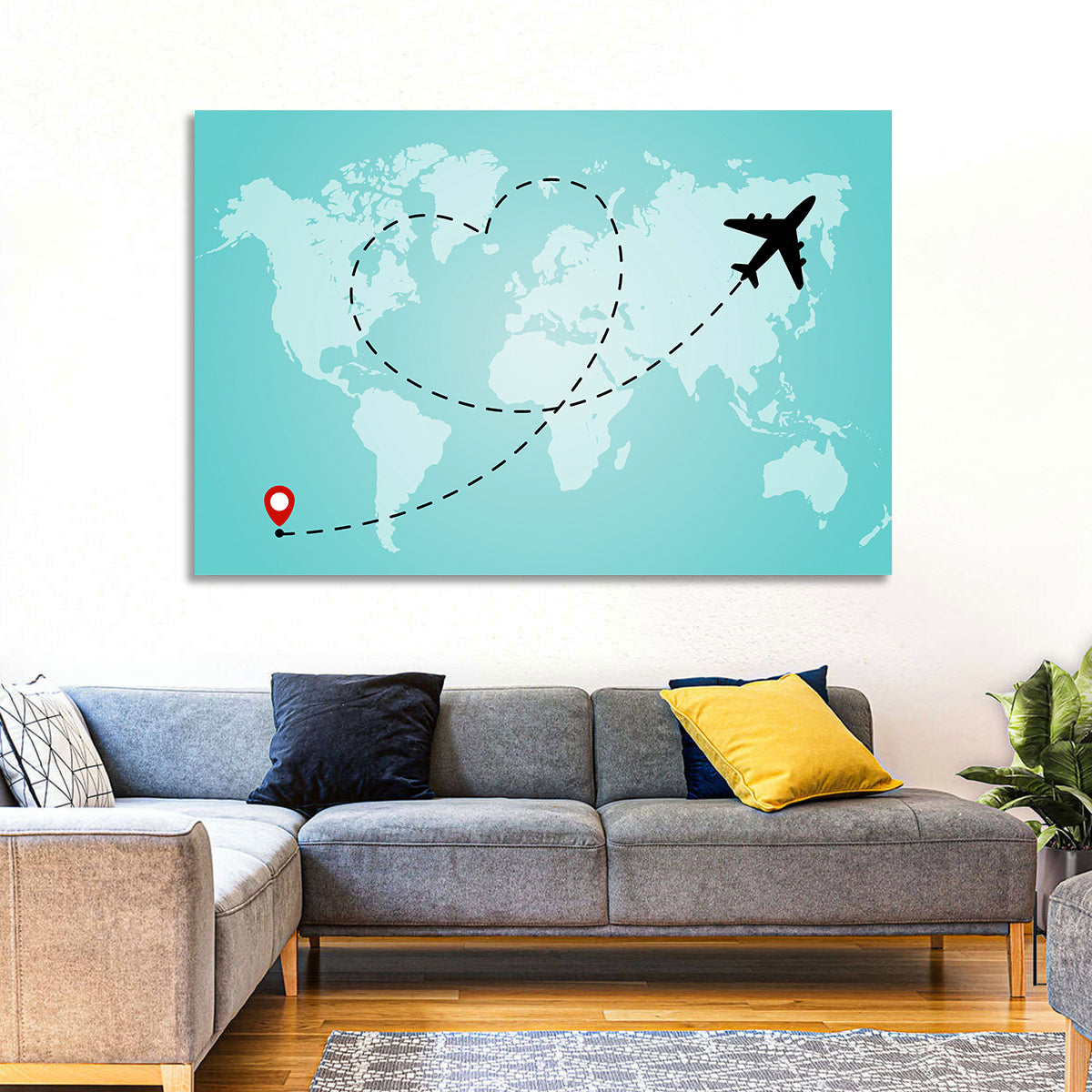 Heart Flight Map Wall Art