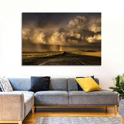 Rain-soaked Road to Rainbow Wall Art
