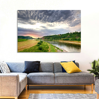 Elbe River at Golden Hour Wall Art