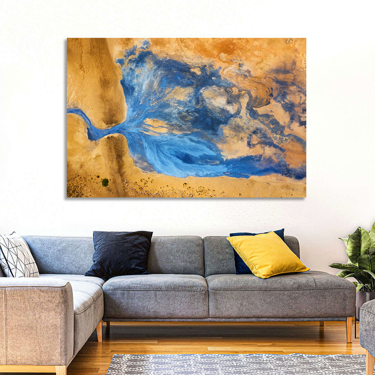 Geysers Valley Aerial View Wall Art in a room, landscape