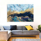 Blue Marble with Gold Veins Wall Art