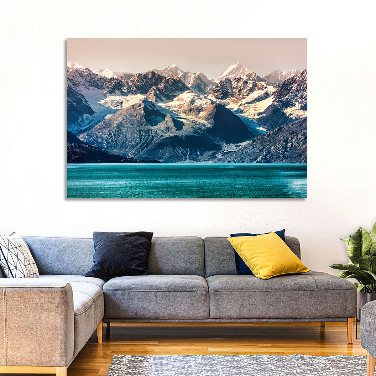 Glacier Bay Turquoise Waters Wall Art in a room, landscape