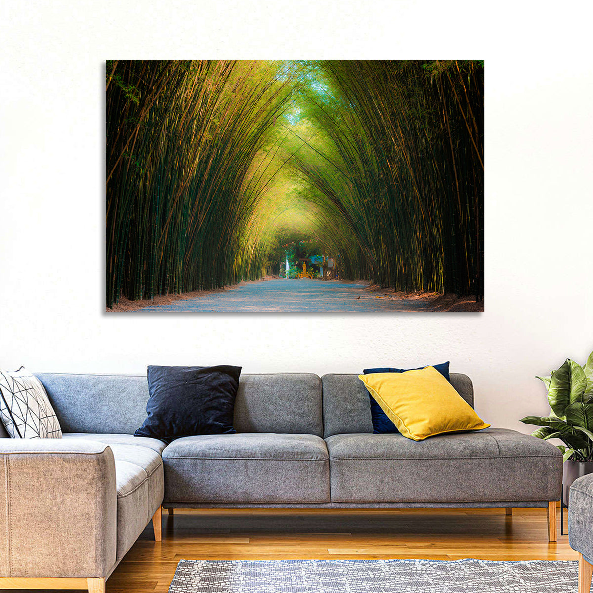 Arched Bamboo Tunnel Wall Art in a room, landscape