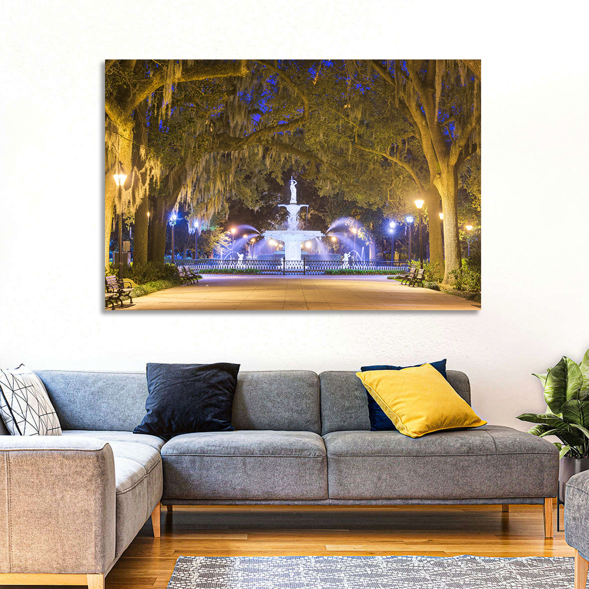 Forsyth Park Fountain at Night Wall Art