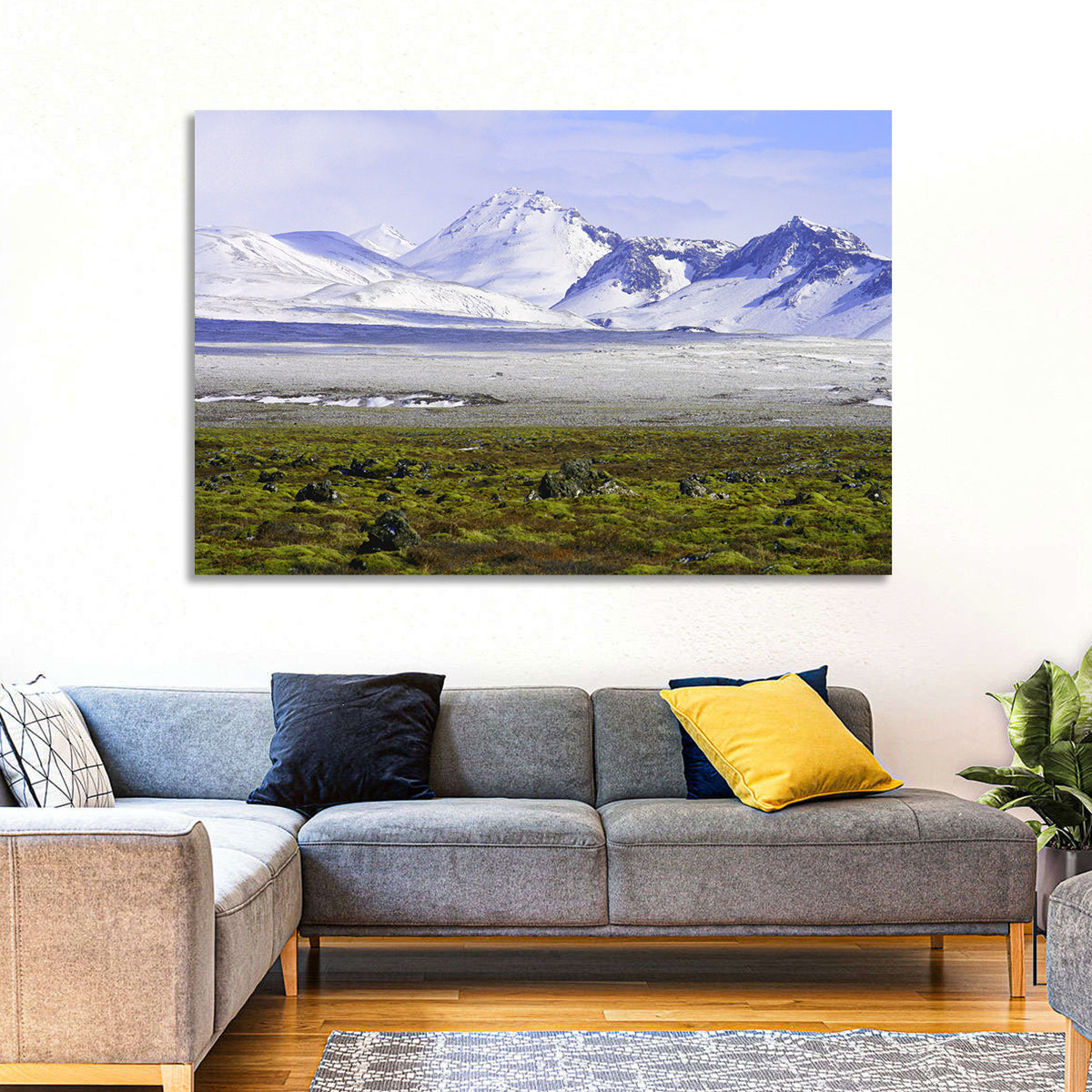 Icelandic Snow and Moss Landscape Wall Art