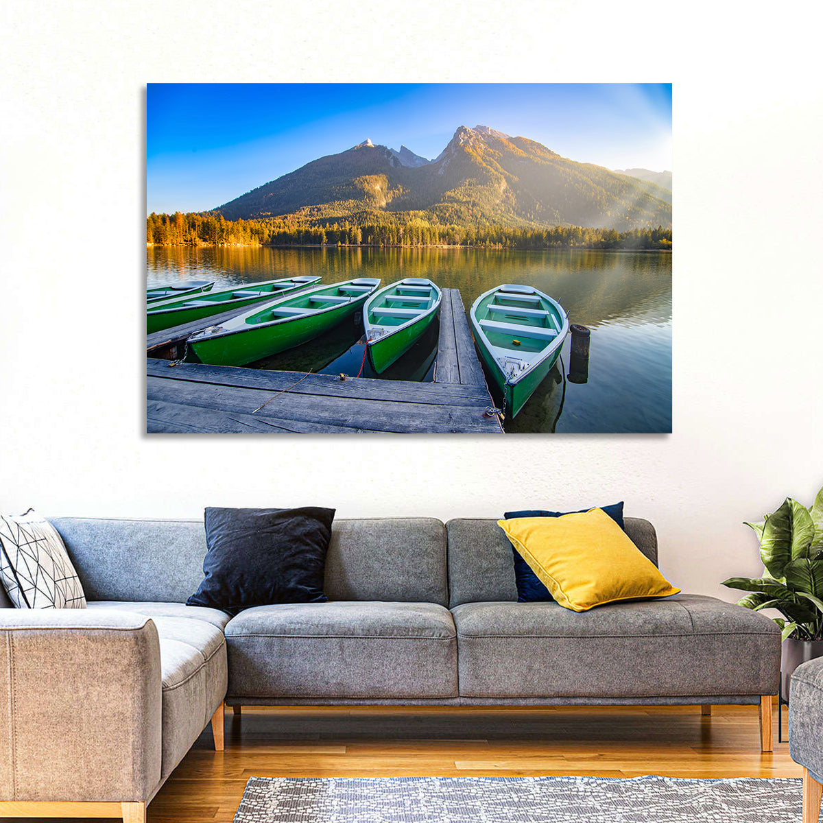 Moored Boats at Hintersee Lake Wall Art