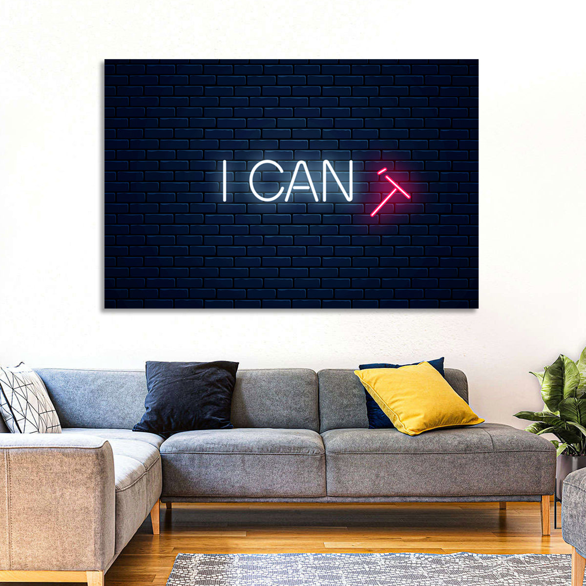 I Can Neon Sign Wall Art in a room, landscape