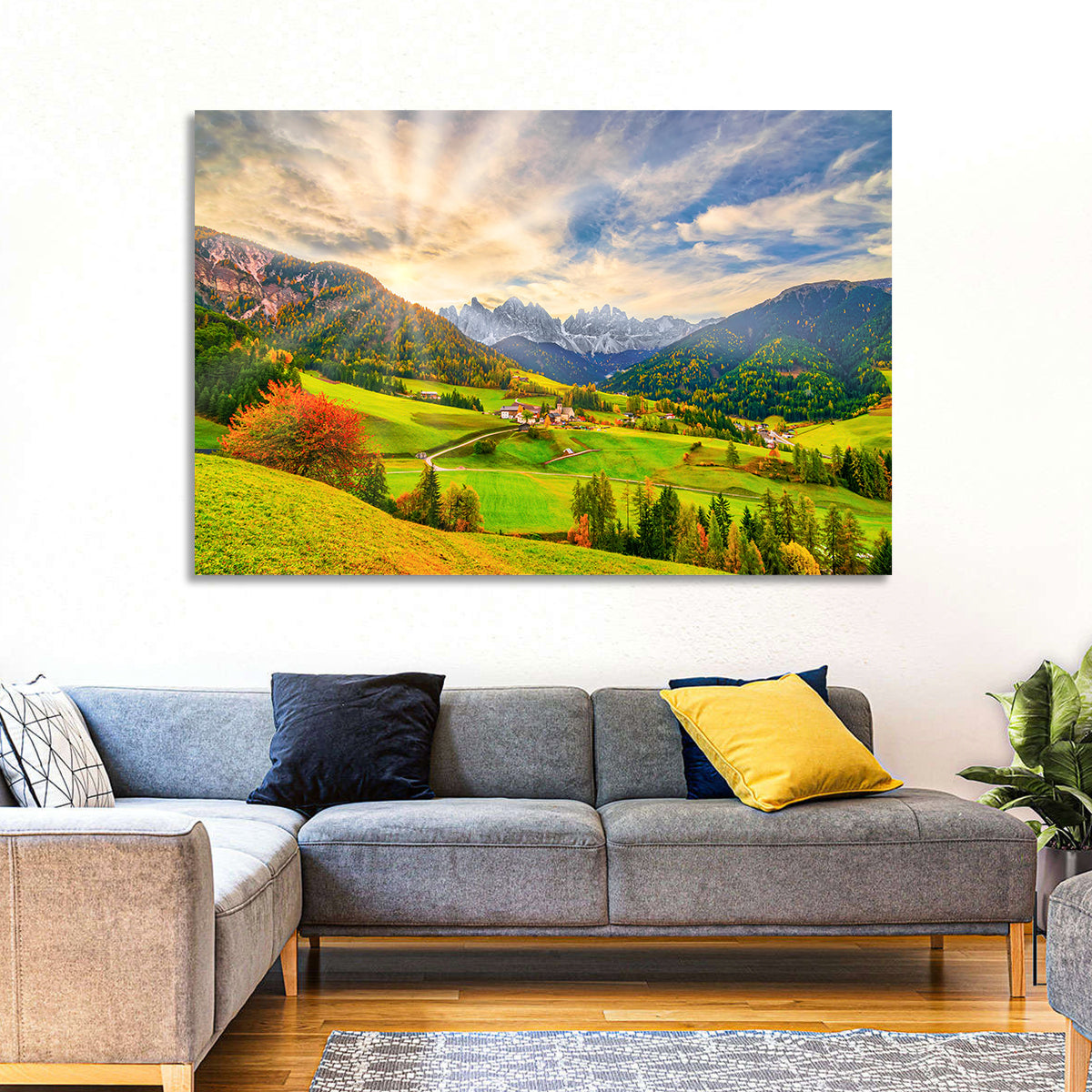 Santa Magdalena Valley at Golden Hour Wall Art in a room, landscape