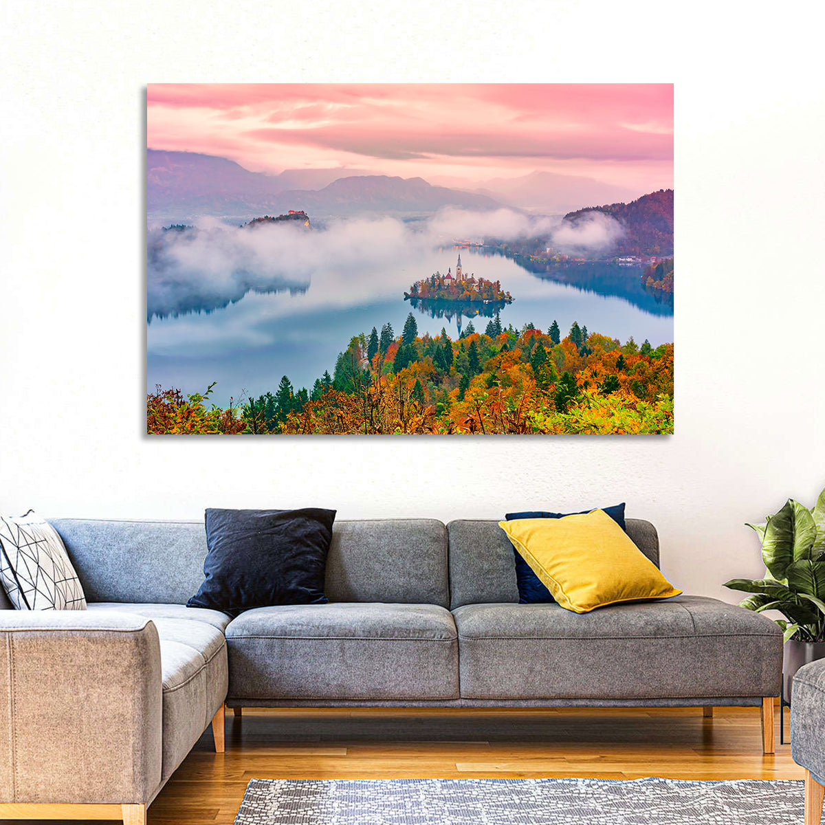 Misty Morning Over Lake Bled Wall Art