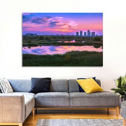 Vacaresti Park Sunset Reflection Wall Art