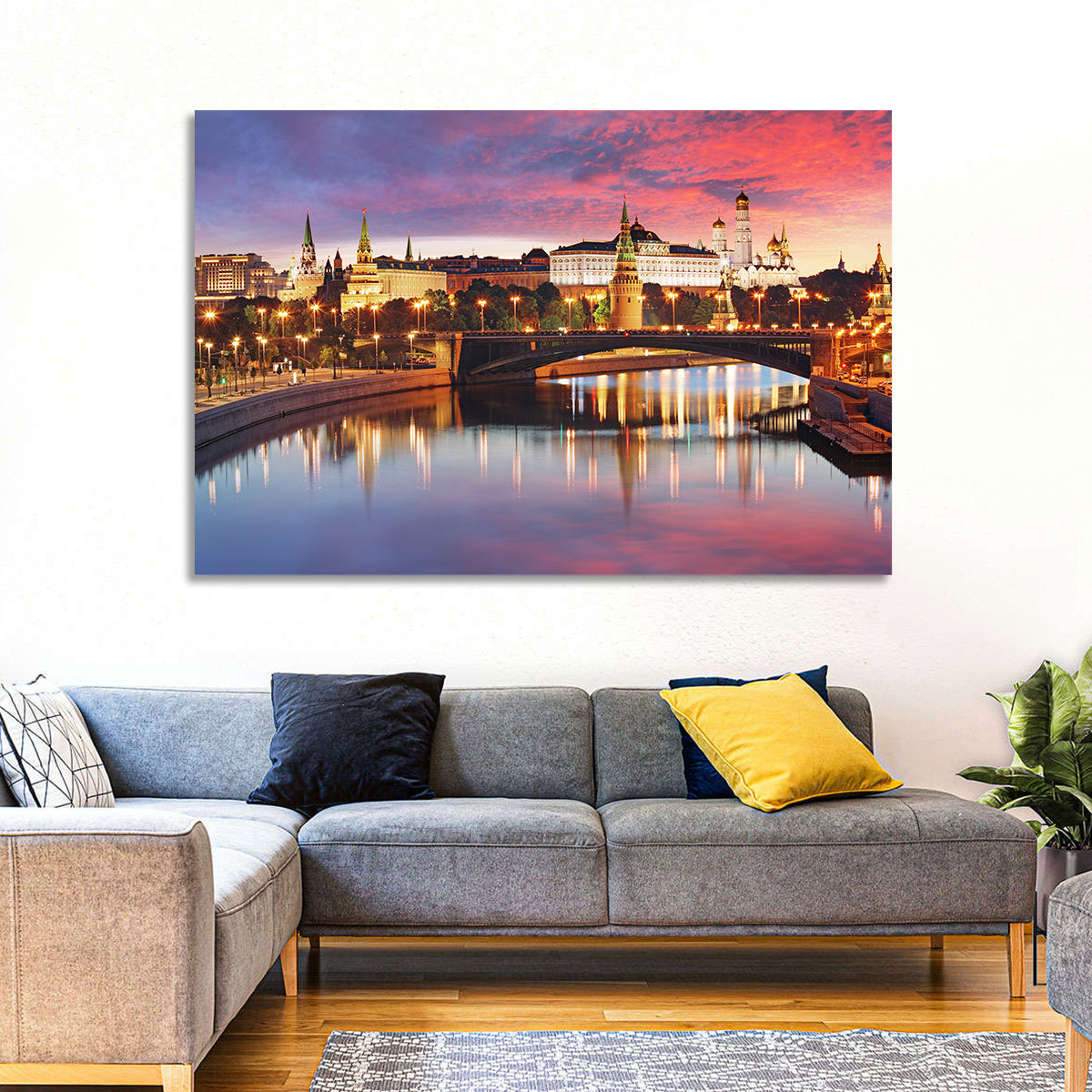 Moscow Kremlin Skyline at Twilight Wall Art