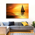 Golden Hour Sailboat Silhouette Wall Art