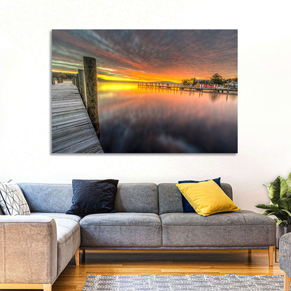 Meredith Bay Pier at Sunrise Wall Art