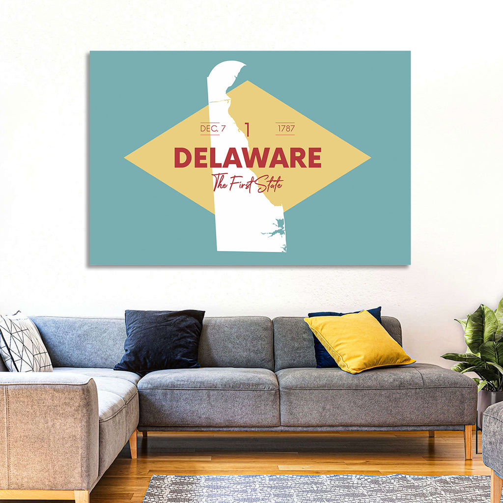 Delaware State Map Graphic Wall Art