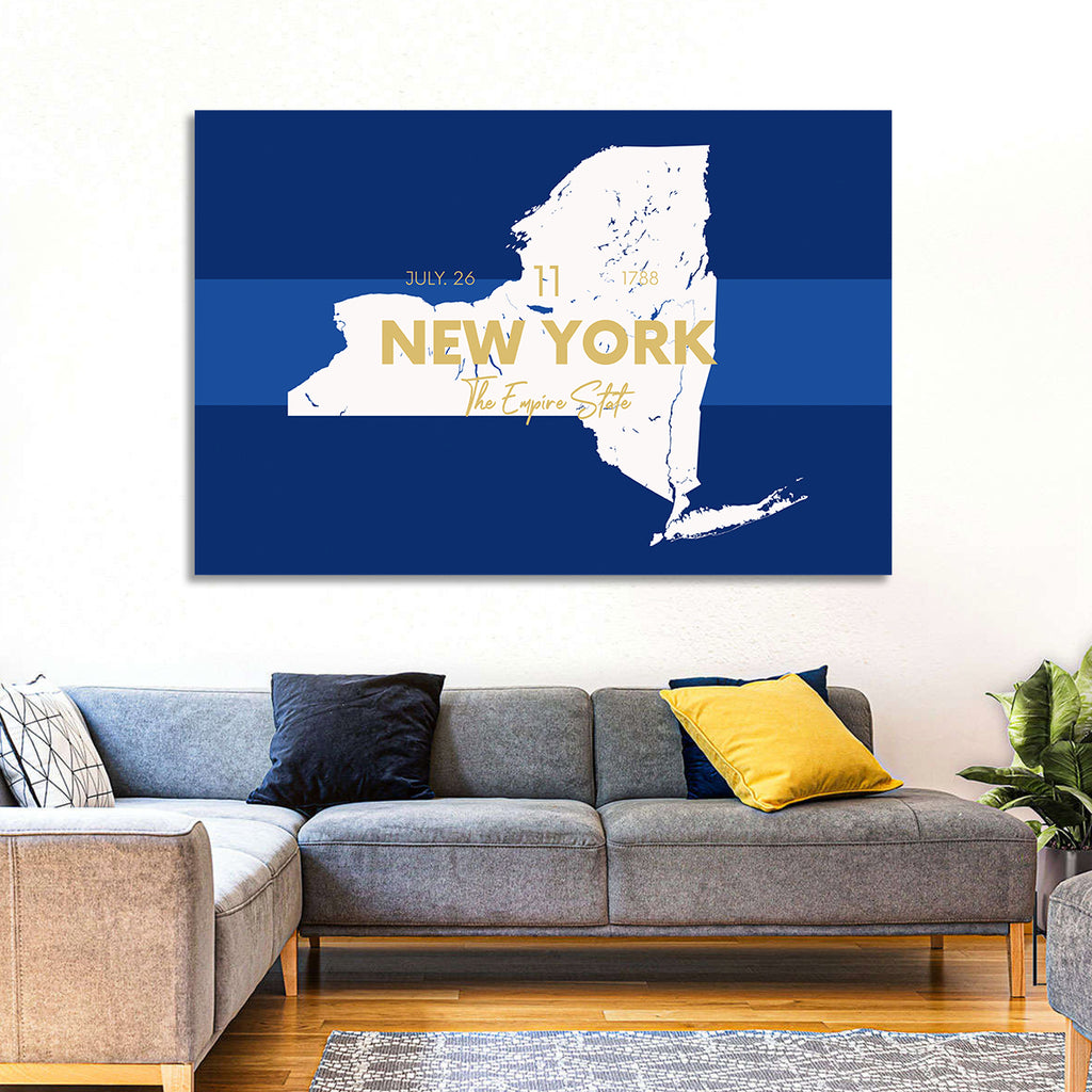 New York State Typographic Map Wall Art