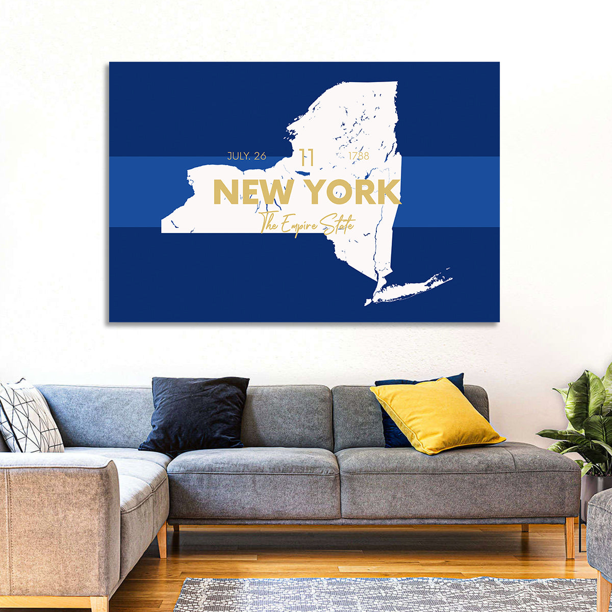 New York State Typographic Map Wall Art