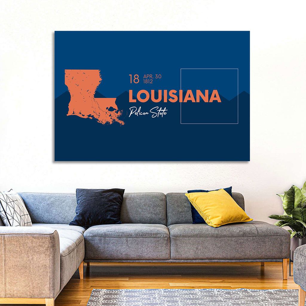 Louisiana Map, Pelican State Wall Art