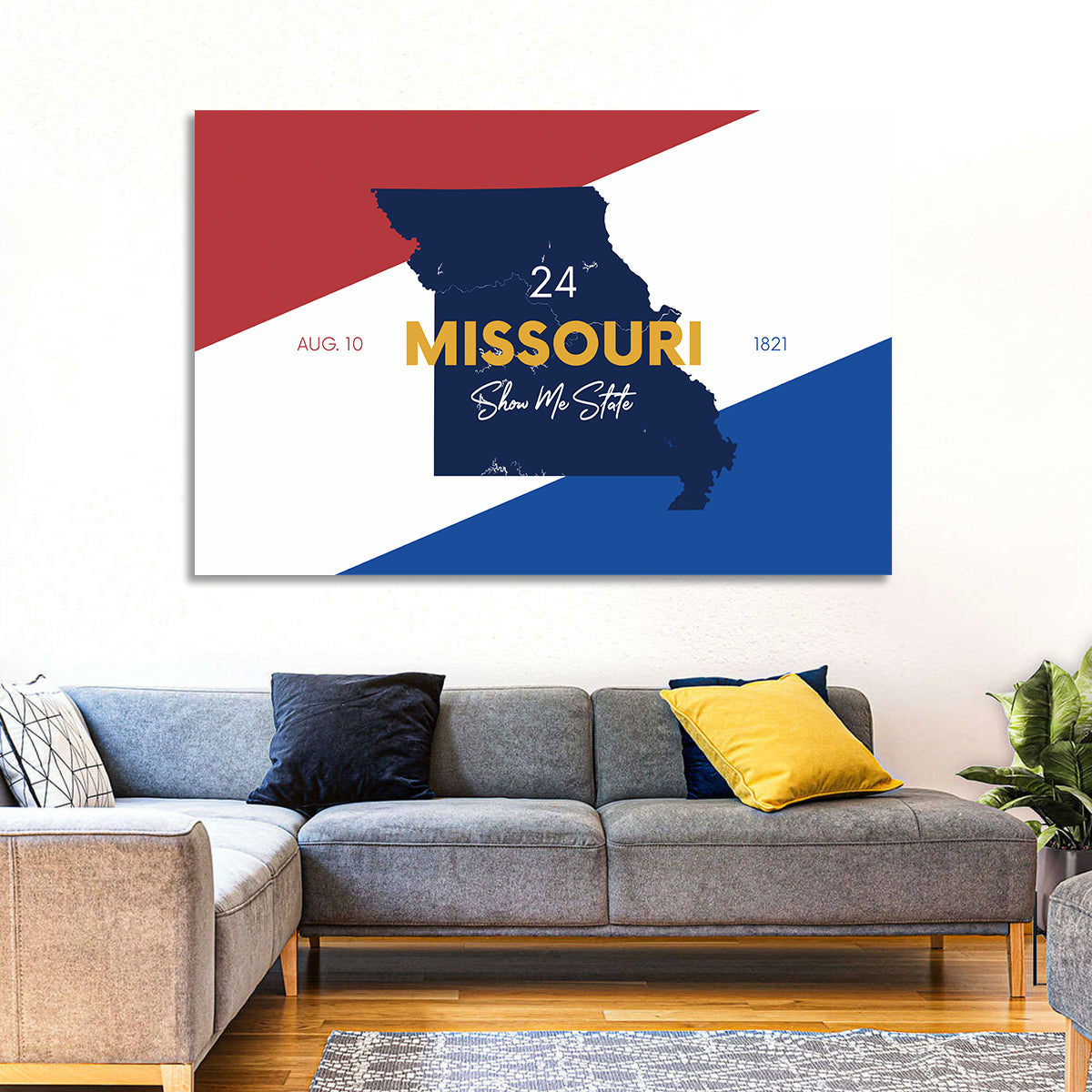 Missouri Map, Show Me State Wall Art in a room, landscape