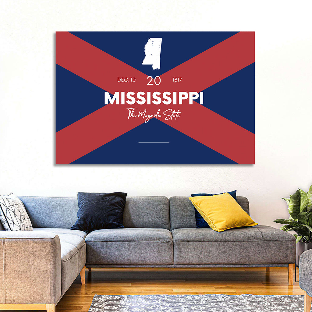 Mississippi Map, the Magnolia State Wall Art