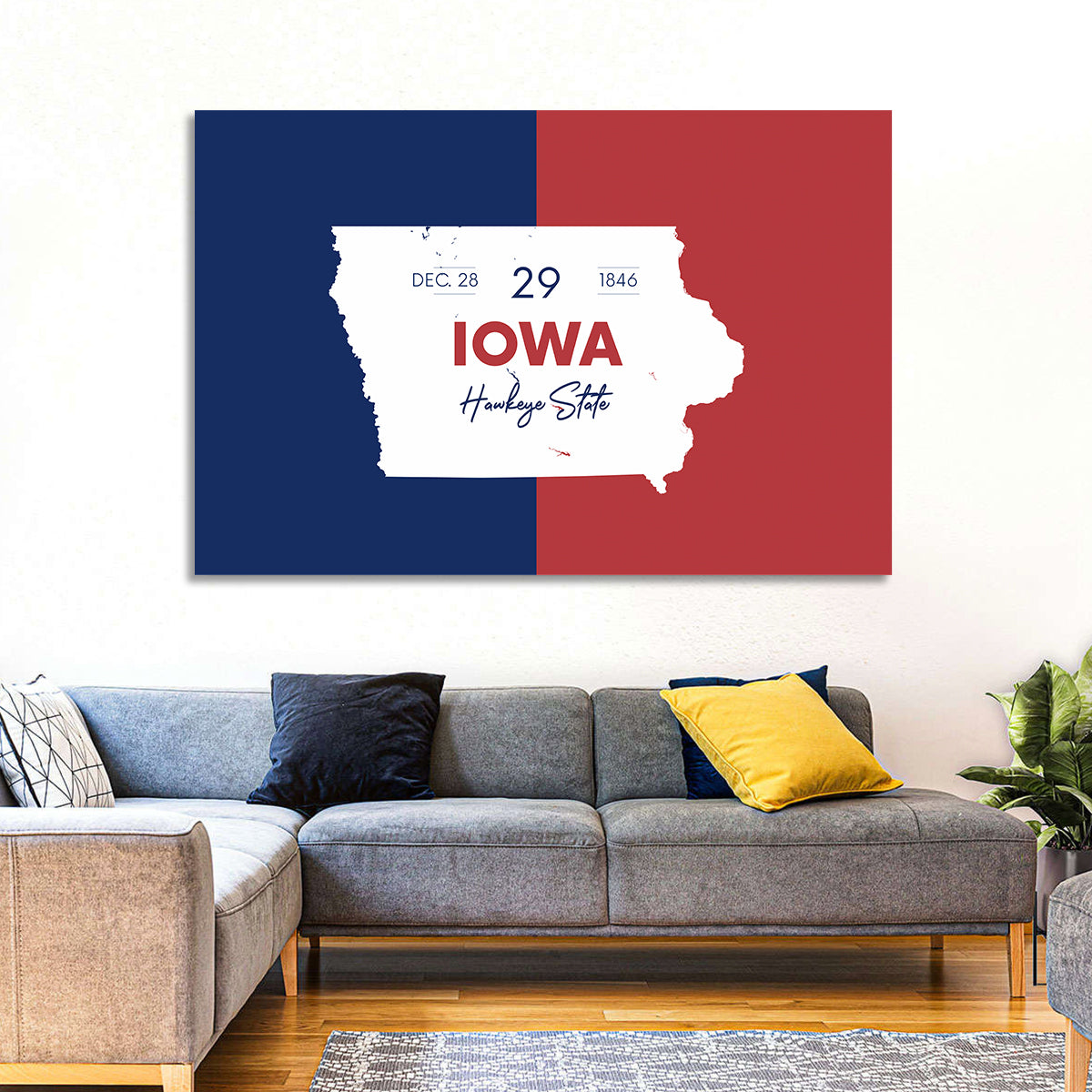 Hawkeye State Map Typography Wall Art