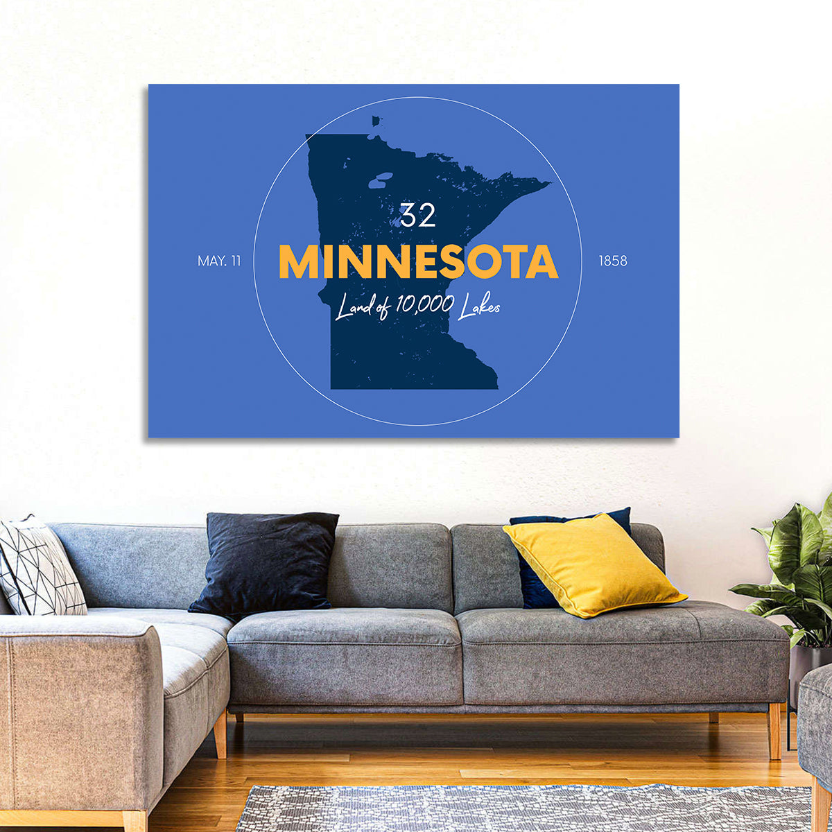 Minnesota State Outline Graphic Wall Art in a room, landscape