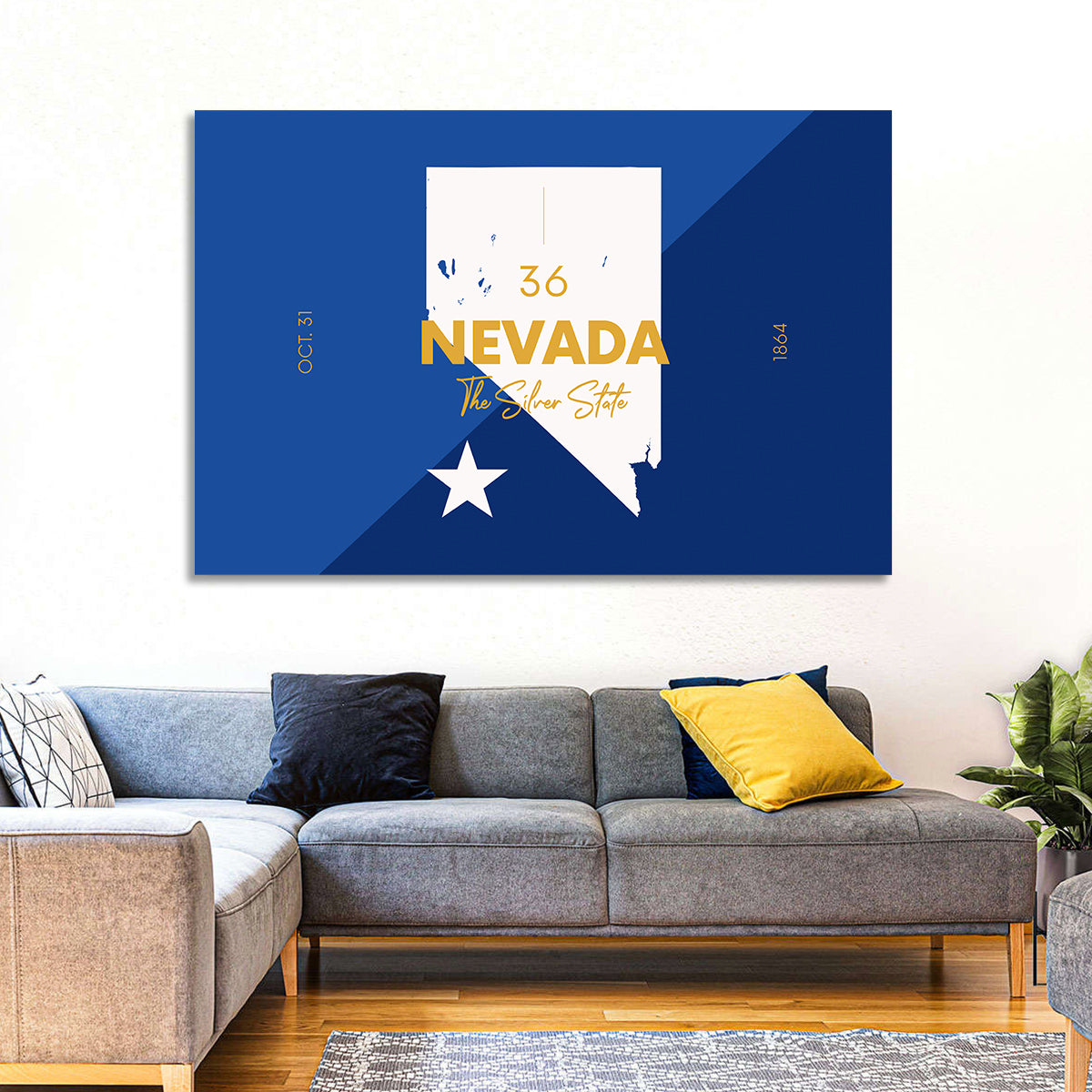 Nevada Map the Silver State Wall Art in a room, landscape