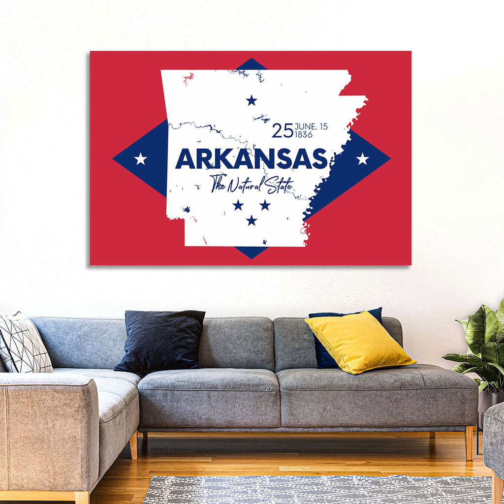 Patriotic Arkansas Map Wall Art