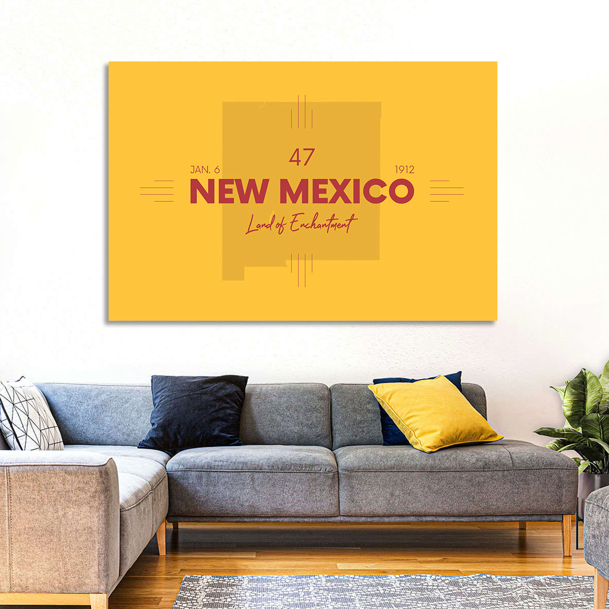 New Mexico Typographic Map 1912 Wall Art in a room, landscape