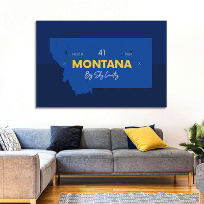 Montana Map Typography Big Sky Country Wall Art