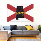 Alabama Map Over State Flag Wall Art