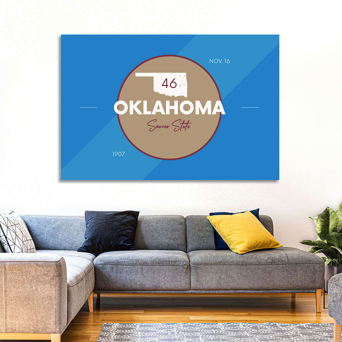 Oklahoma State Medallion Map Wall Art