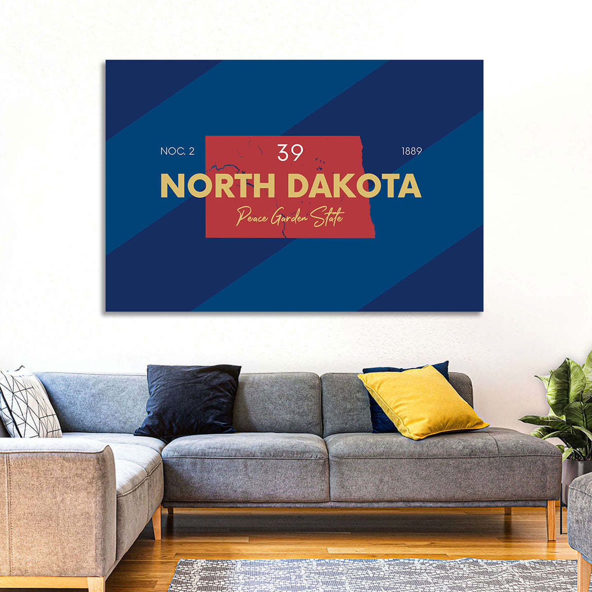 North Dakota Map Graphic Number 39 Wall Art