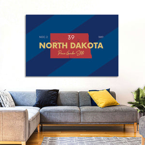 North Dakota State Map Wall Art