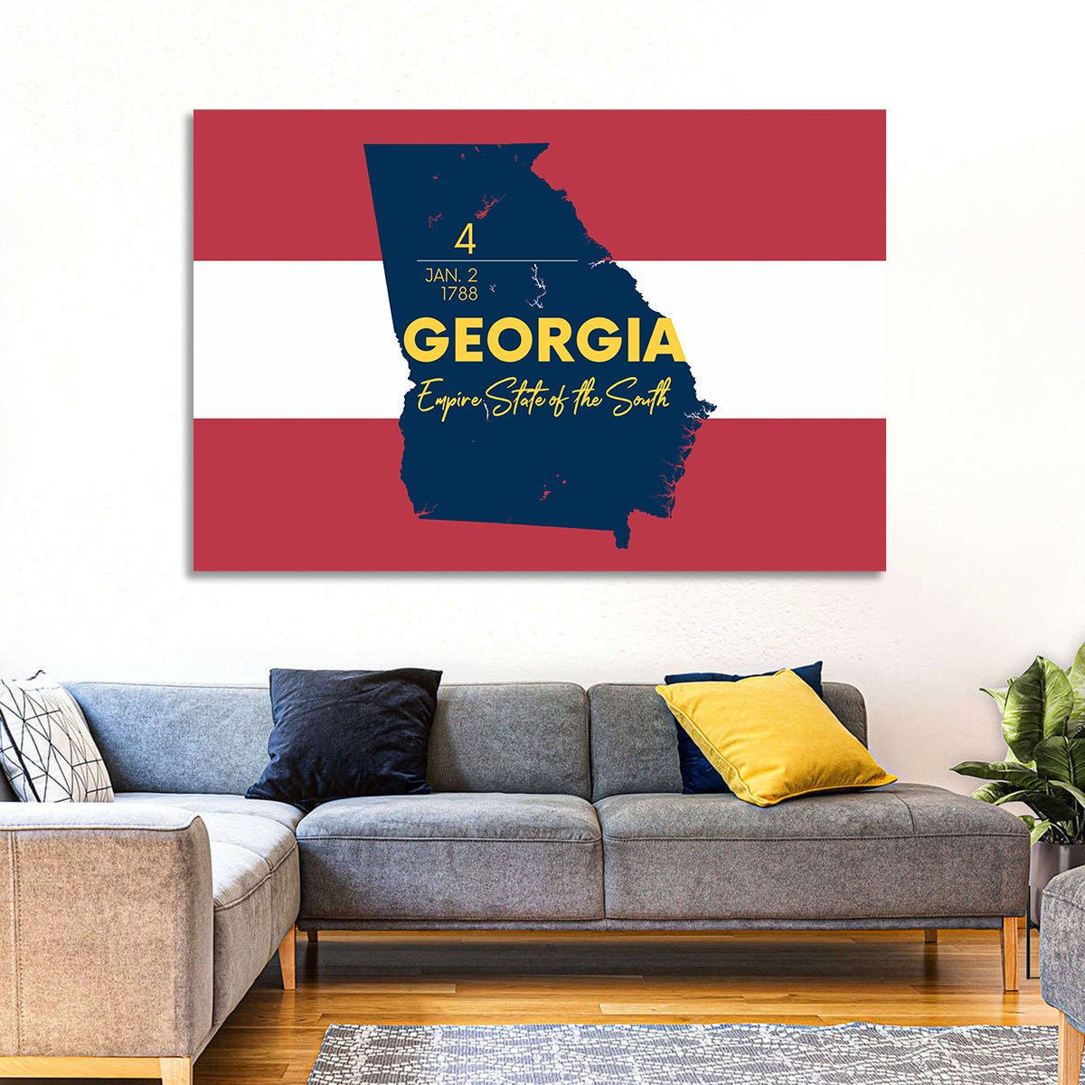 Georgia Silhouette Map Wall Art in a room, landscape