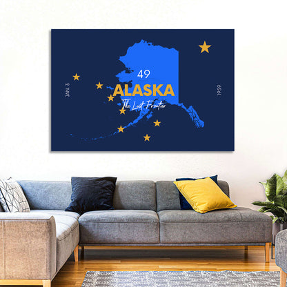 Alaska Map with Gold Stars Wall Art