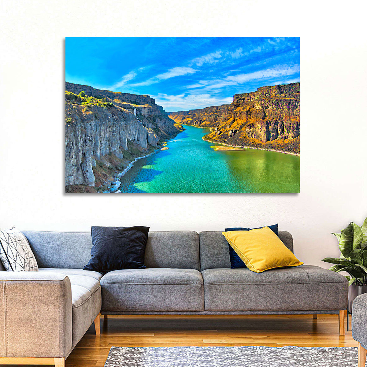 Snake River Canyon at Twin Falls Wall Art in a room, landscape